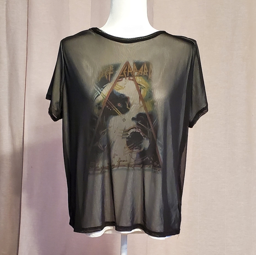 Def Leppard tee with sheer overlay
